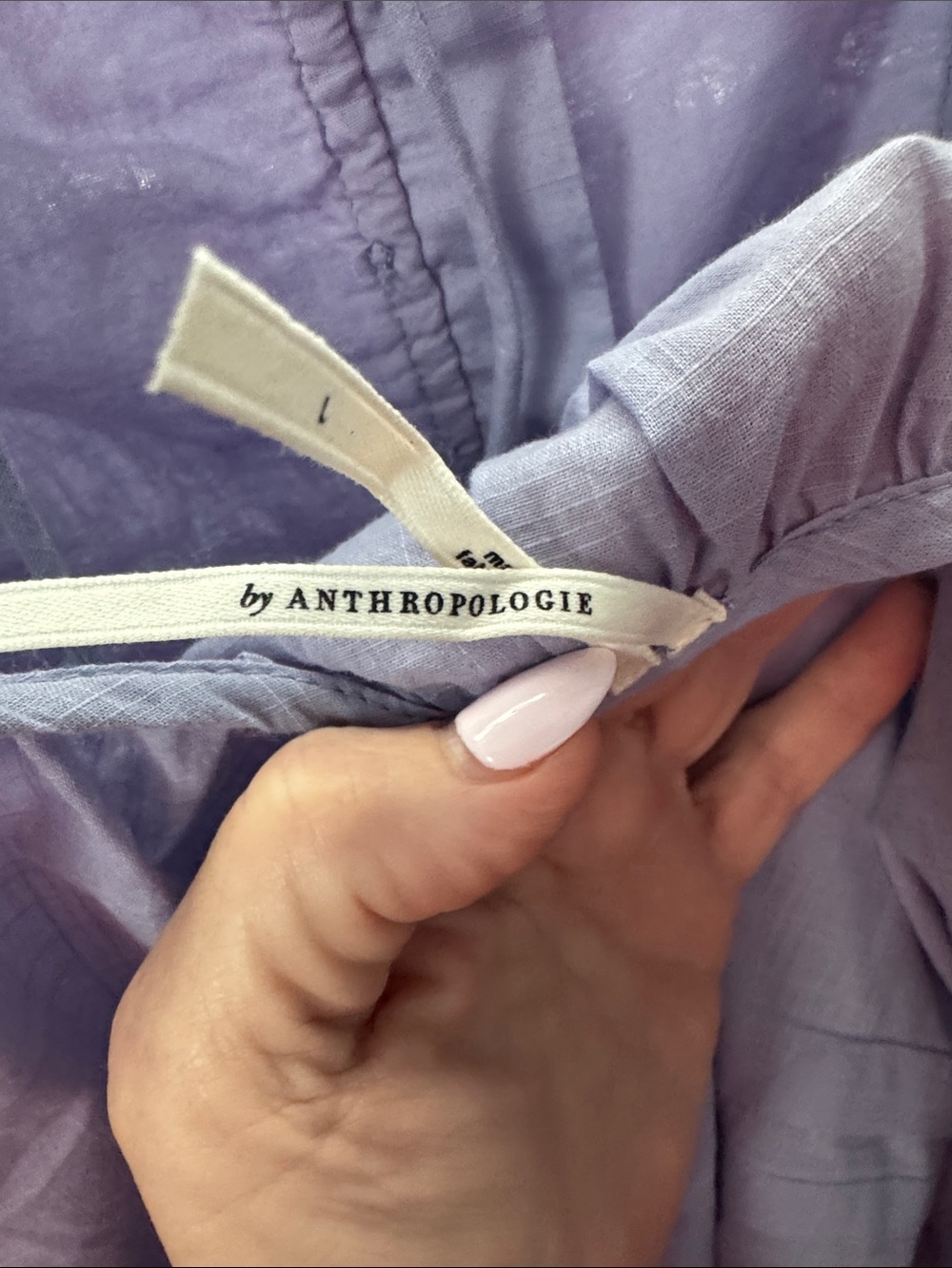 Anthropologie Blouse Lavender Large Cotton Embroidered Peasant Blouse - Picture 3 of 11